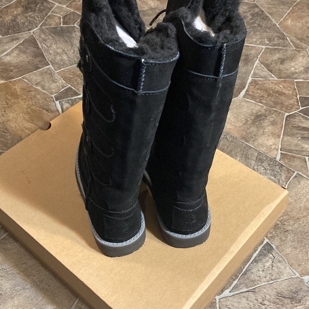 New in Box Aussie Merino Tasman Black Suede & Wool Boots Sz 4 - Picture 6 of 10